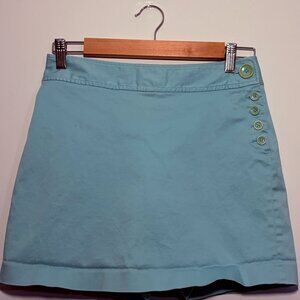 Ann Taylor Aqua Blue Skort | Side Button Mini Skirt Shorts | Size 0